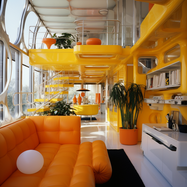 Sunny Modernity: A Vivid Orange and Yellow Interior