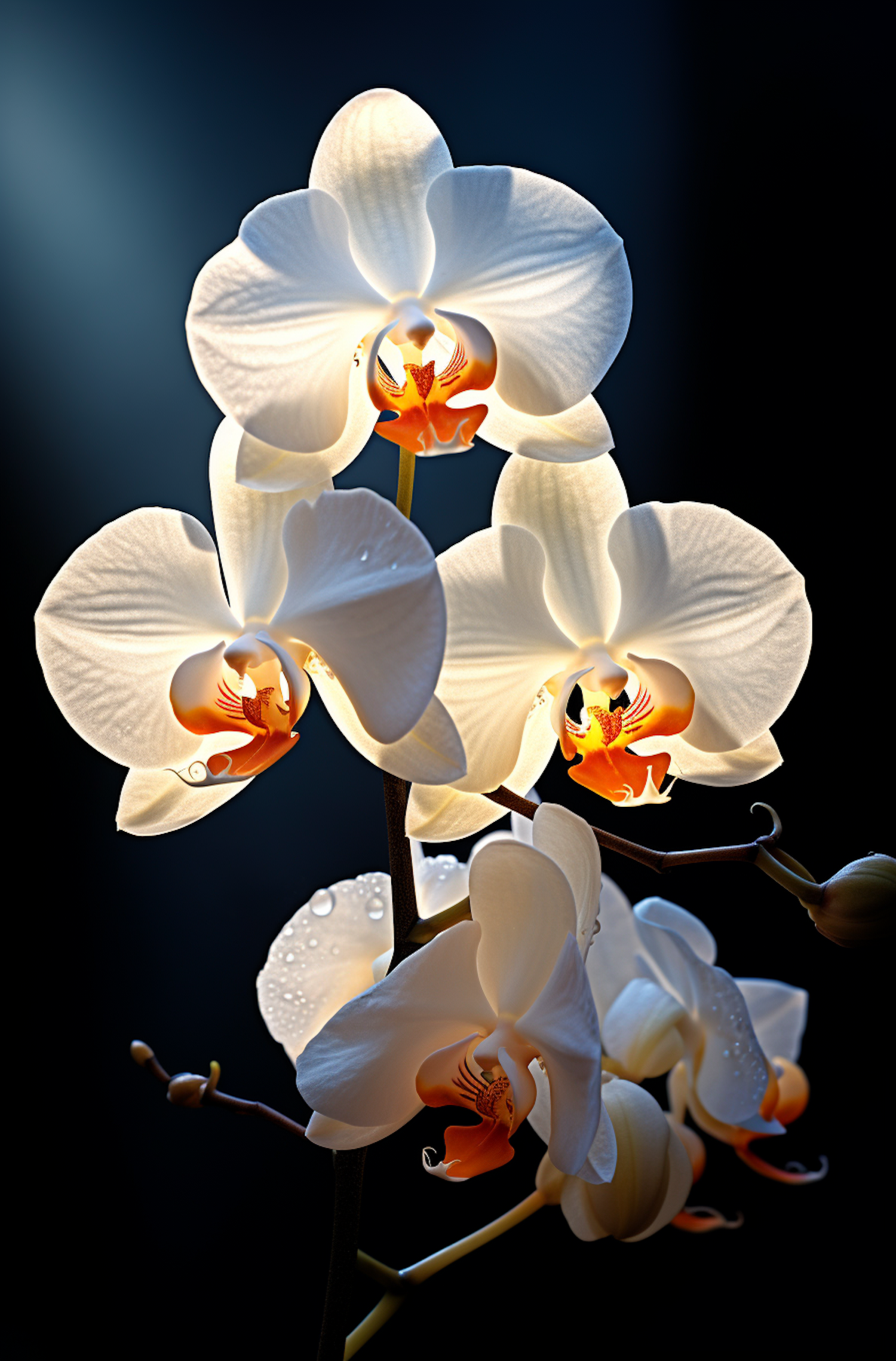 Luminous White Phalaenopsis Orchid Close-Up