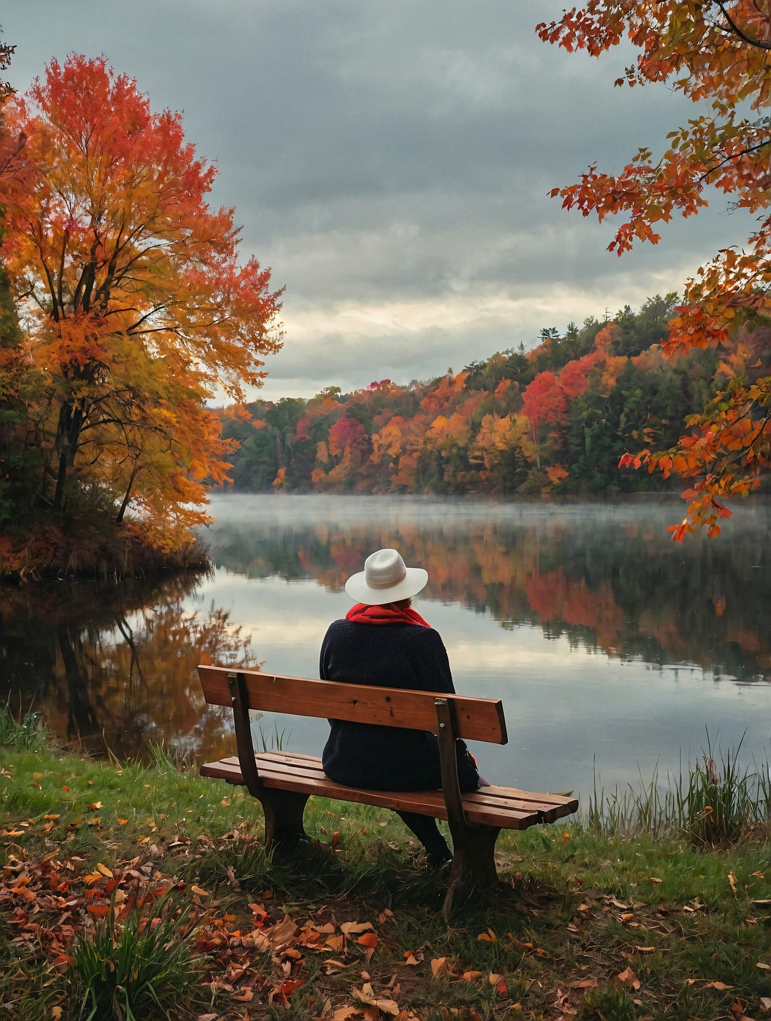 Contemplative Moment by the Lake