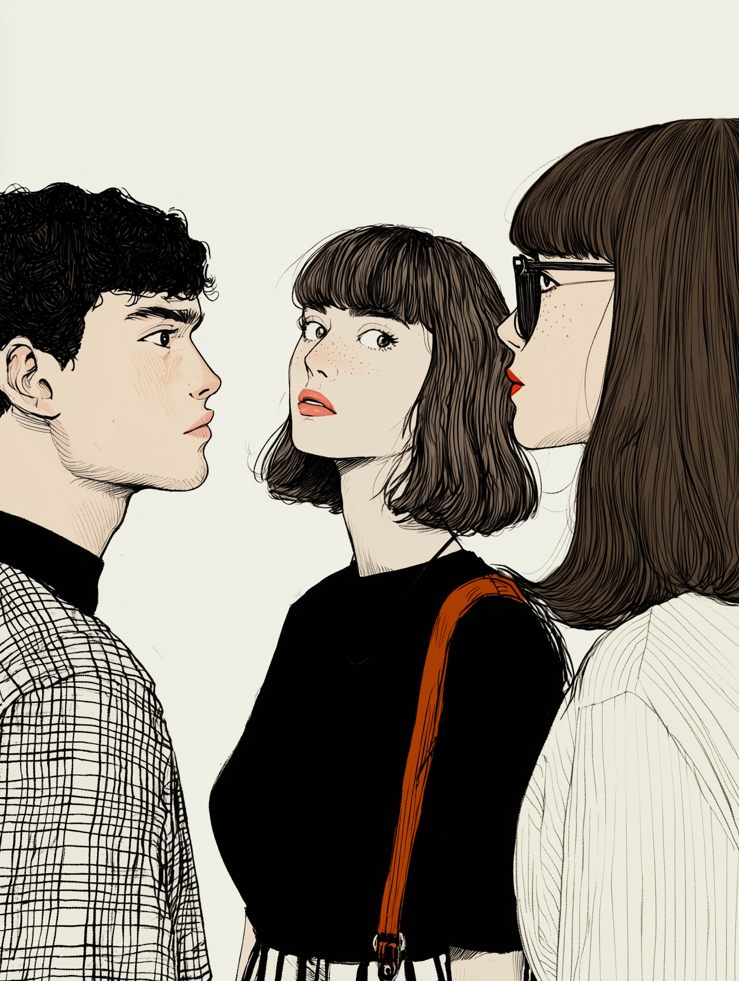 Stylized Illustration of Three People