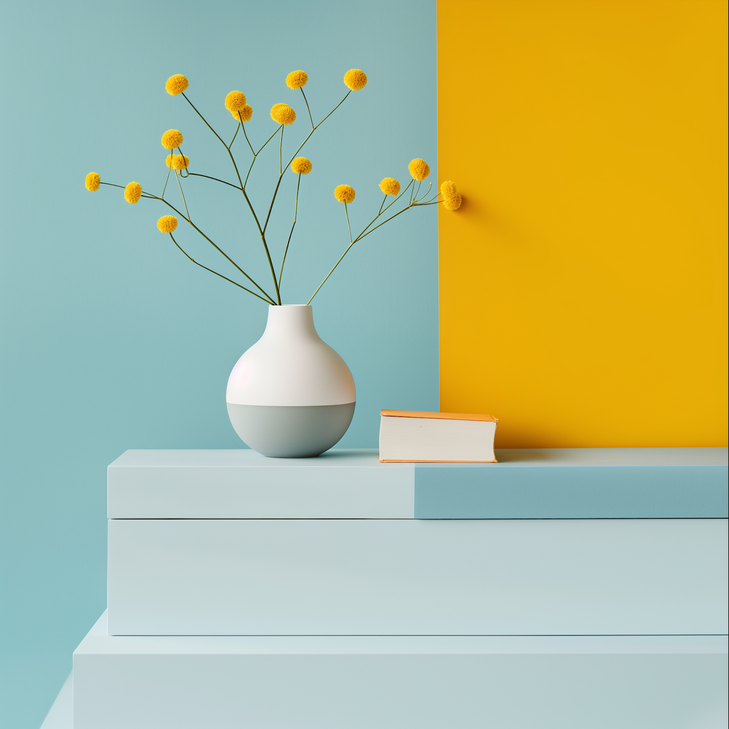 Minimalist Vase and Yellow Flowers