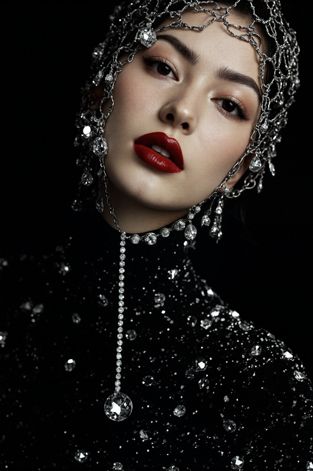 Elegant Portrait with Gemstone Headpiece