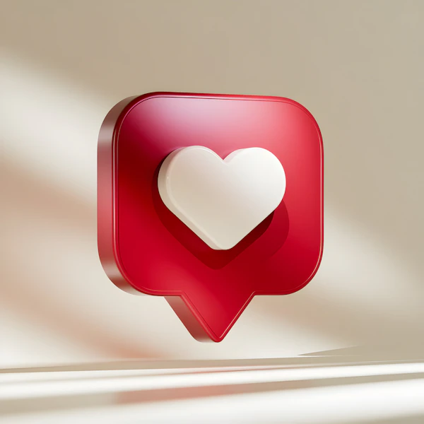 3D Red Heart Icon