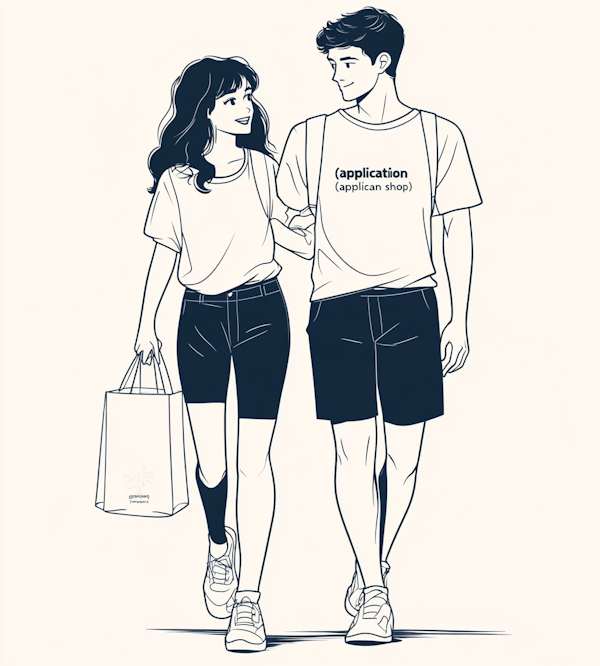 Casual Young Couple Walking