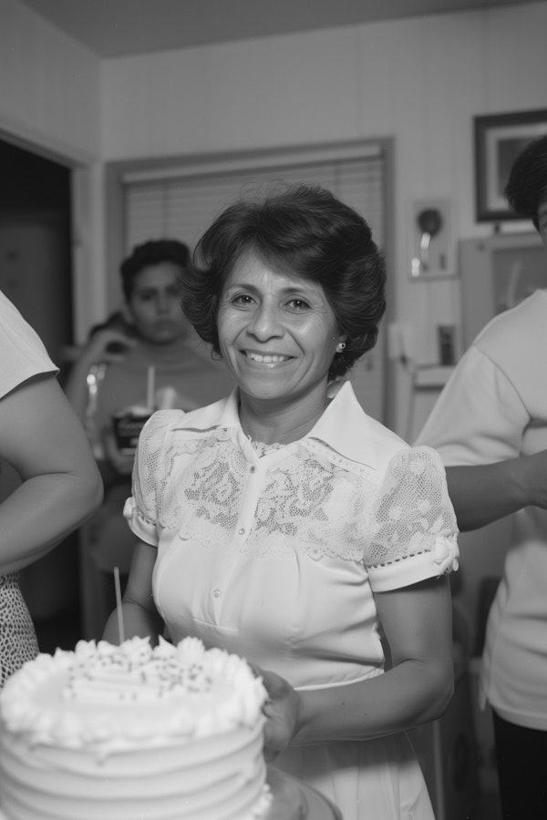 Joyful Woman with Decorated Cake