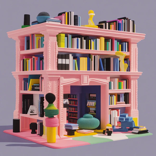 Whimsical Bookshelf Art