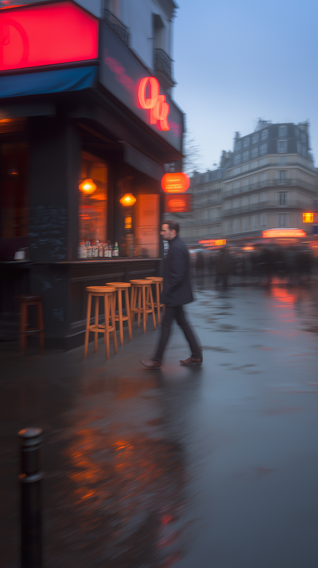 Street Scene with Man and Bar