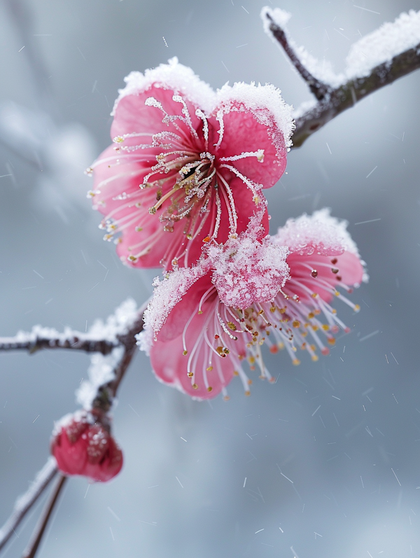 Frosted Pink Plum Blossoms