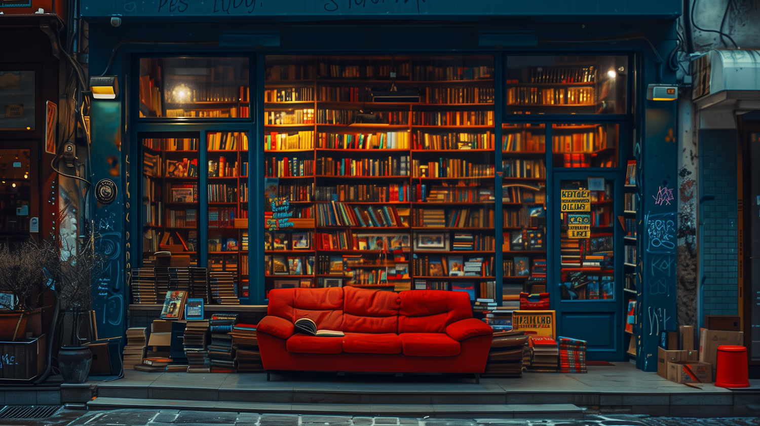 Cozy Urban Bookstore Facade