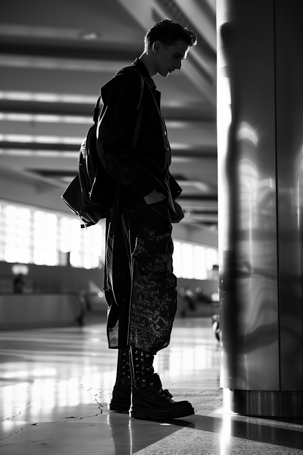 Contemplative Young Adult in Stylish Outfit