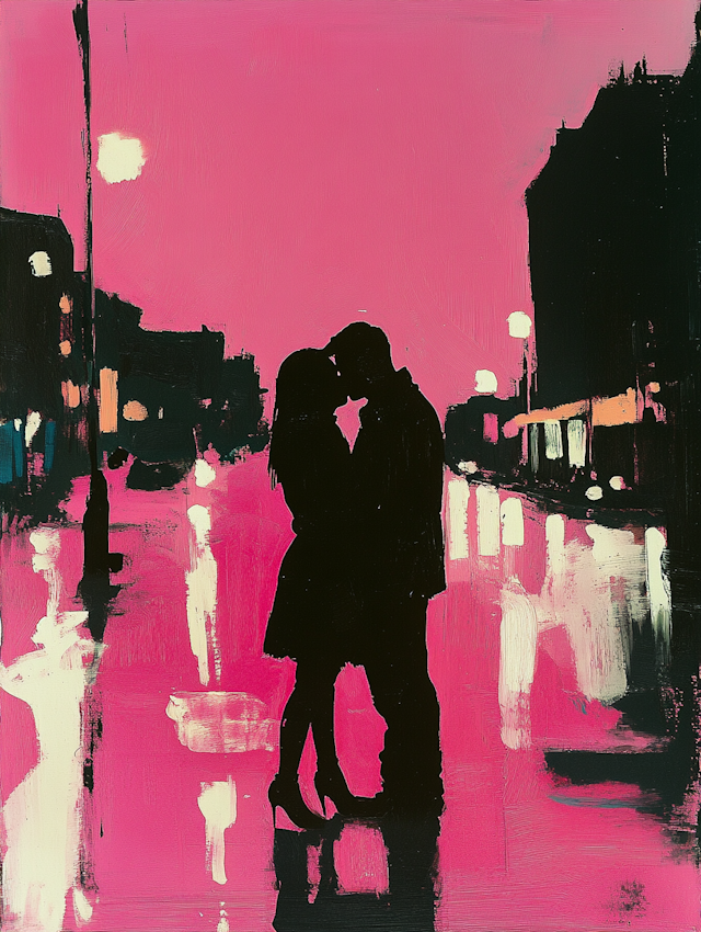 Silhouette of a Couple Kissing