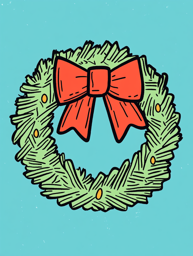 Stylized Christmas Wreath Illustration