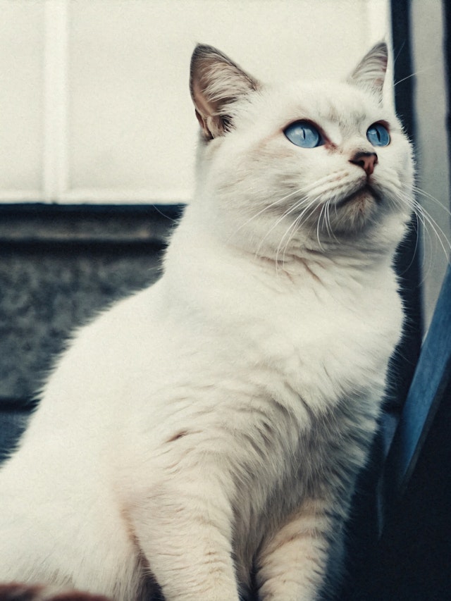 Elegant White Cat with Blue Eyes