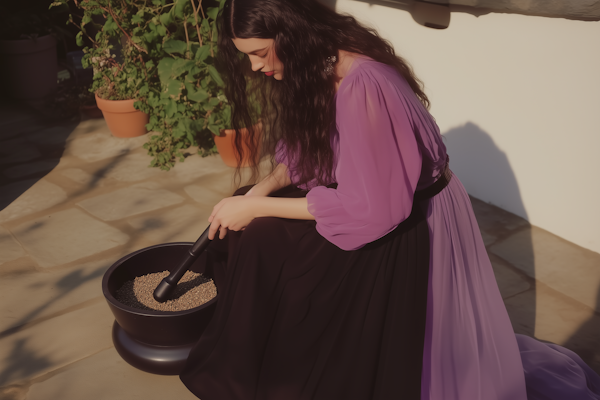 Woman Grinding Seeds