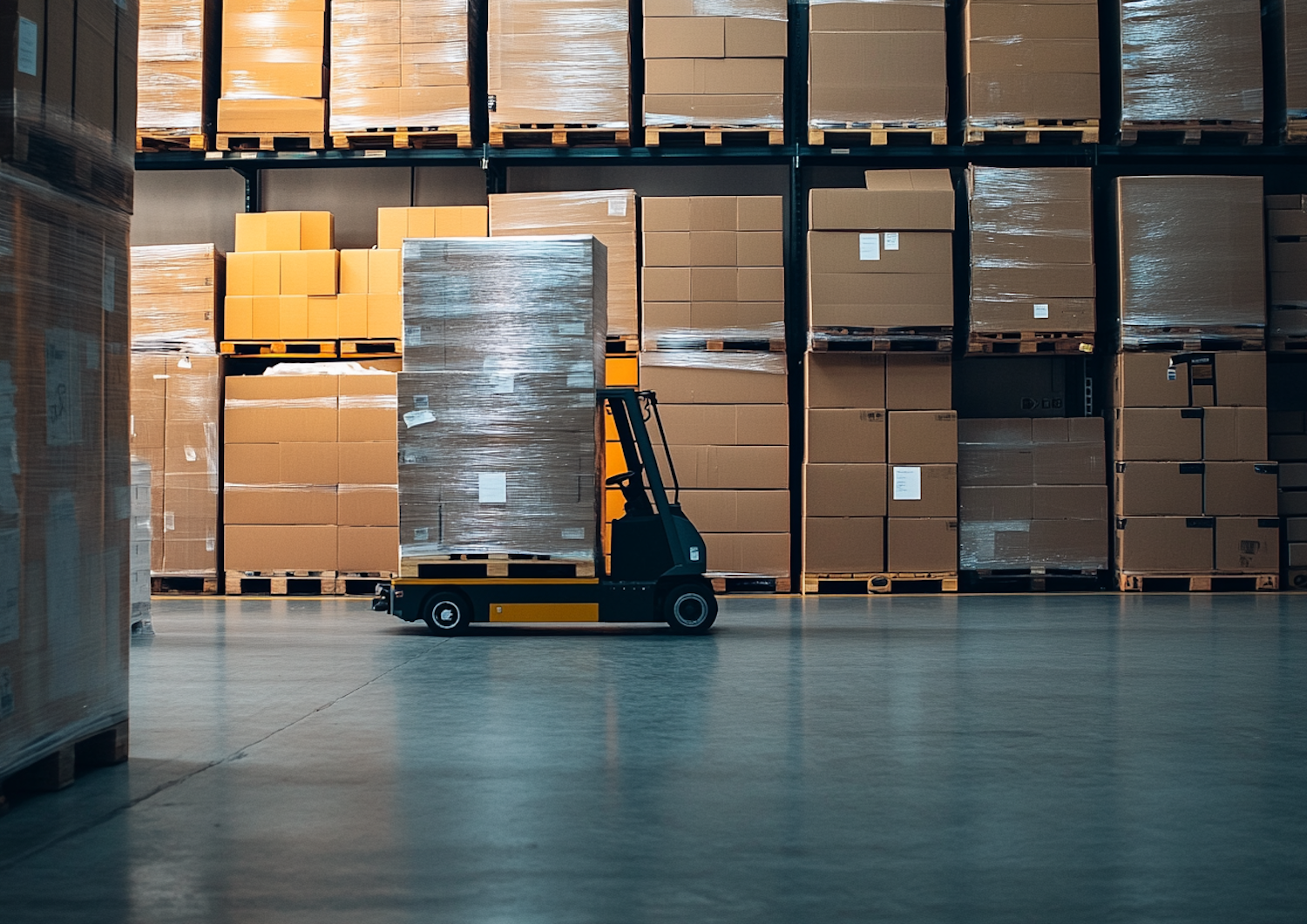 Organized Warehouse with Forklift