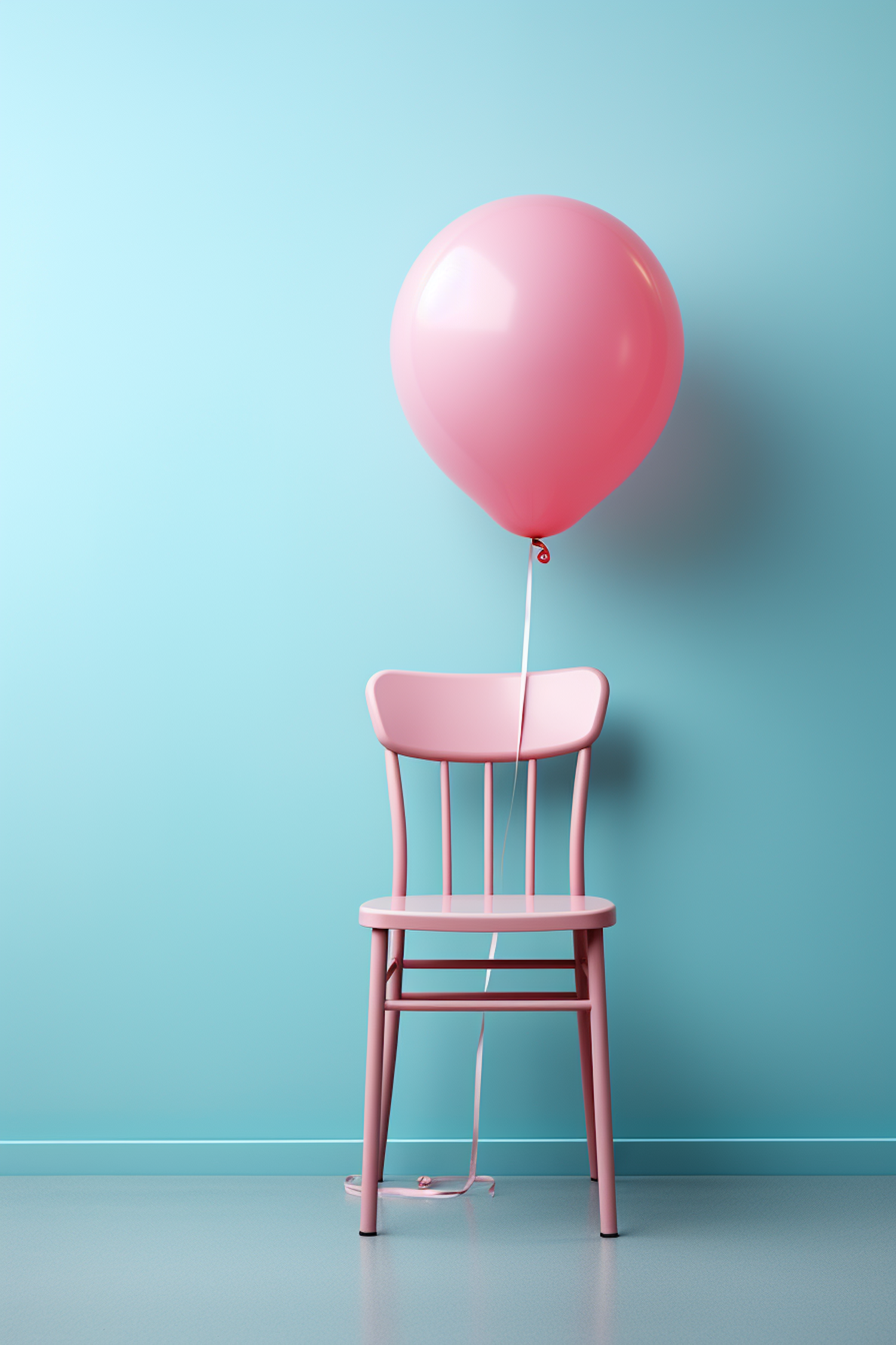 Solitude in Pink and Blue: The Balloon and Chair