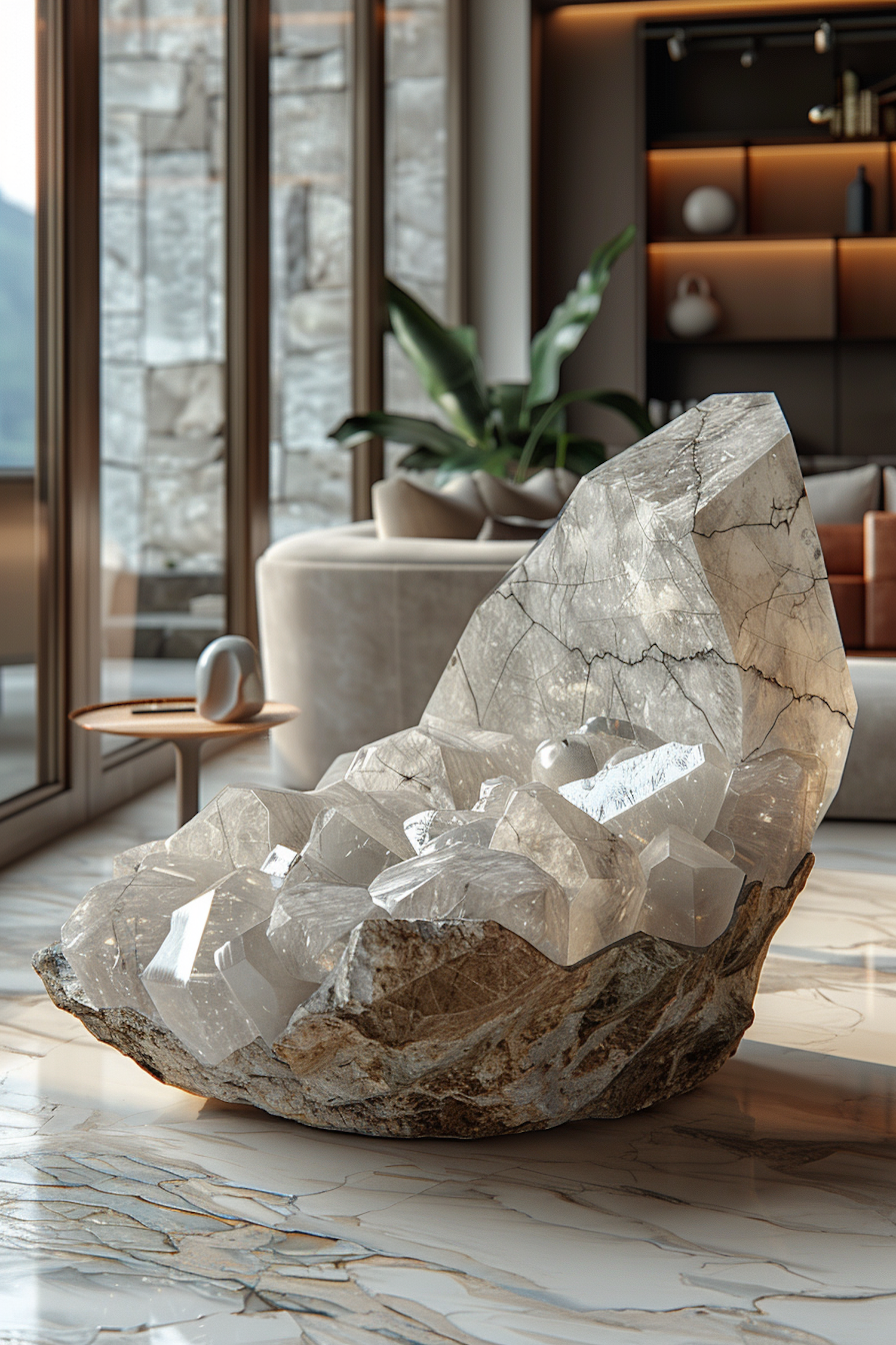 Elegant Crystal Display in Luxurious Room