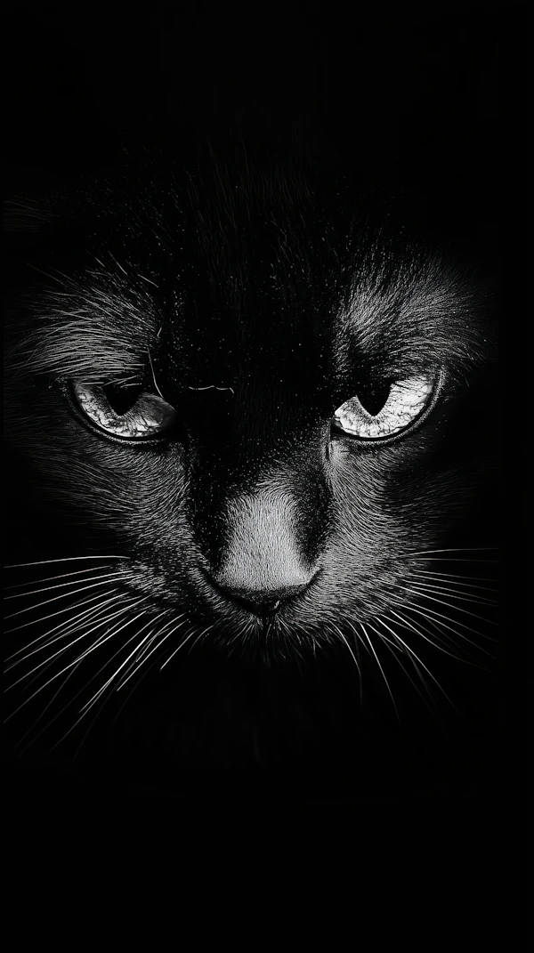 Striking Black Cat Close-Up