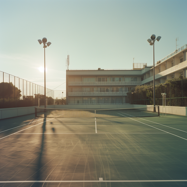 Serene Morning on the Tennis Court