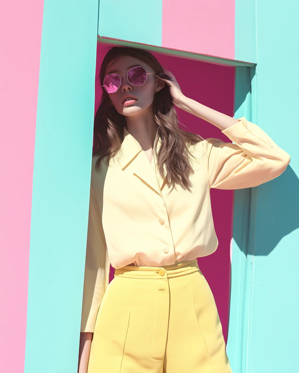 Woman in Stylish Yellow Outfit