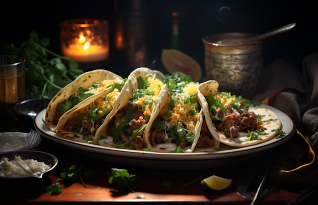 Steaming Tacos with Cilantro and Cheese