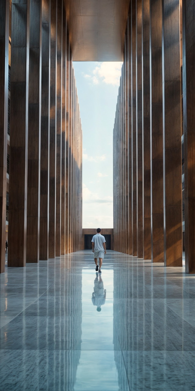 Solitary Figure in Grand Corridor