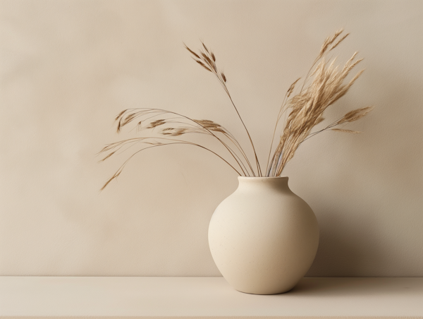 Ceramic Vase with Dried Wheat