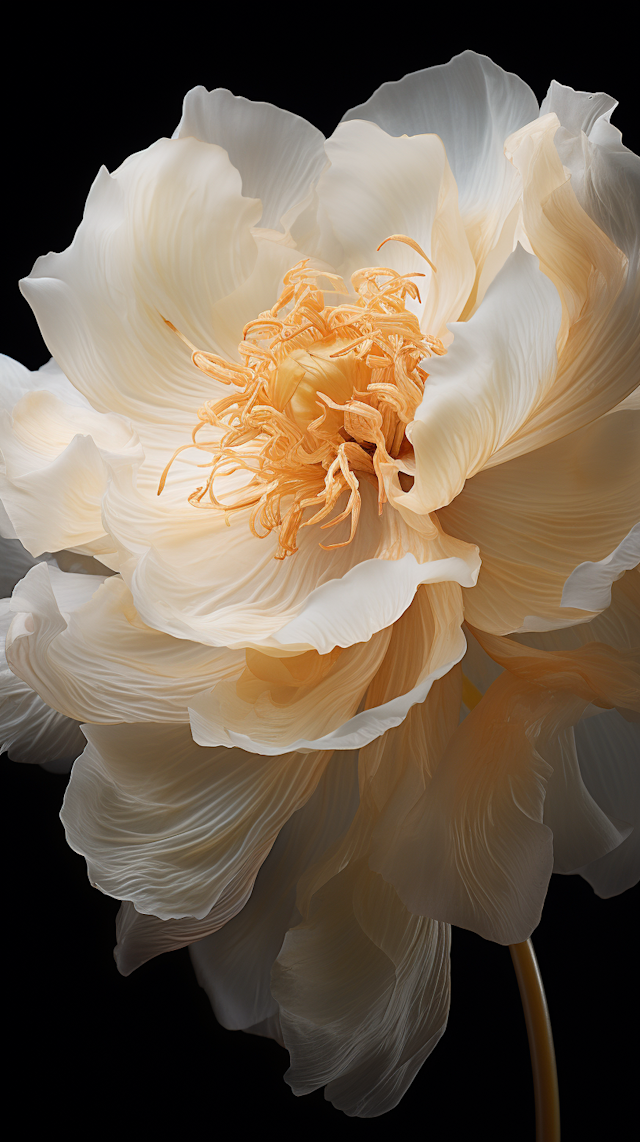 Ethereal White Peony with Golden Heart