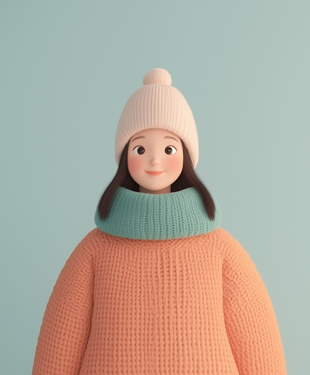 Stylized Female Character in Winter Attire