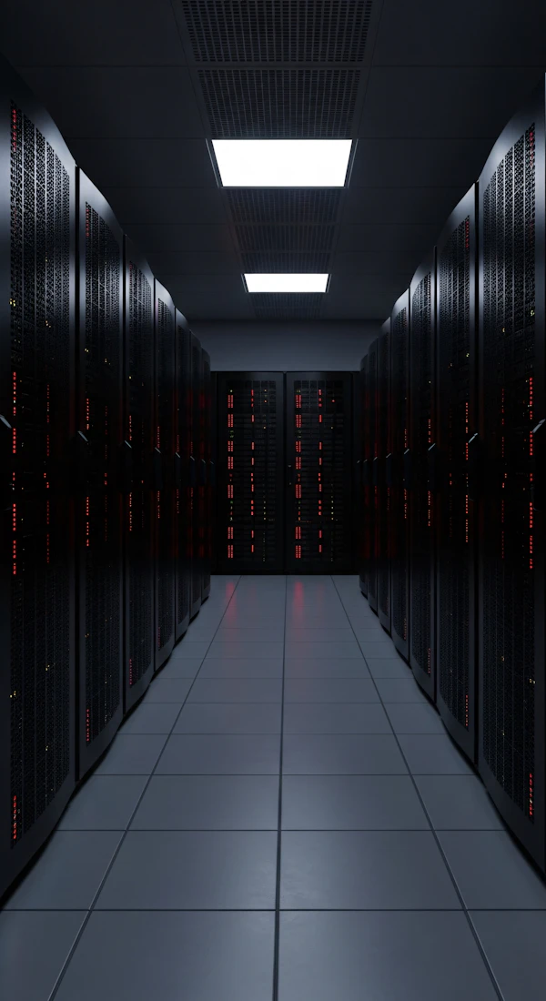 Dimly Lit Server Room