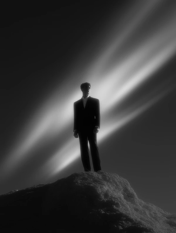 Man on Rugged Hilltop