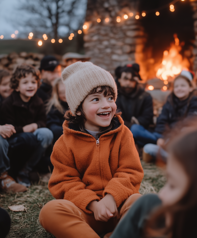 Joyful Child by the Fire