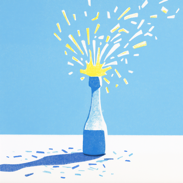 Celebratory Champagne Bottle Illustration