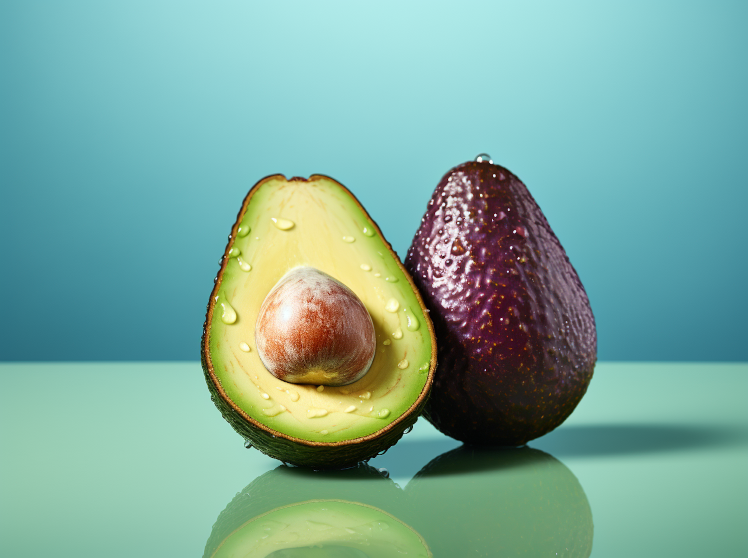 Hass Avocado Halves with Seed on Gradient Background