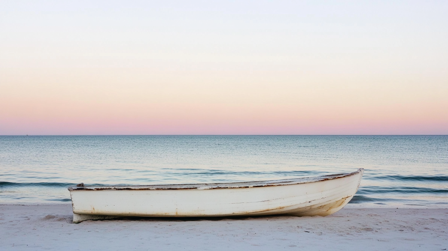 Solitary Boat on Tranquil Beach