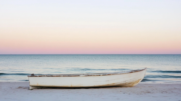 Solitary Boat on Tranquil Beach