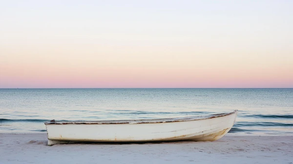 Solitary Boat on Tranquil Beach