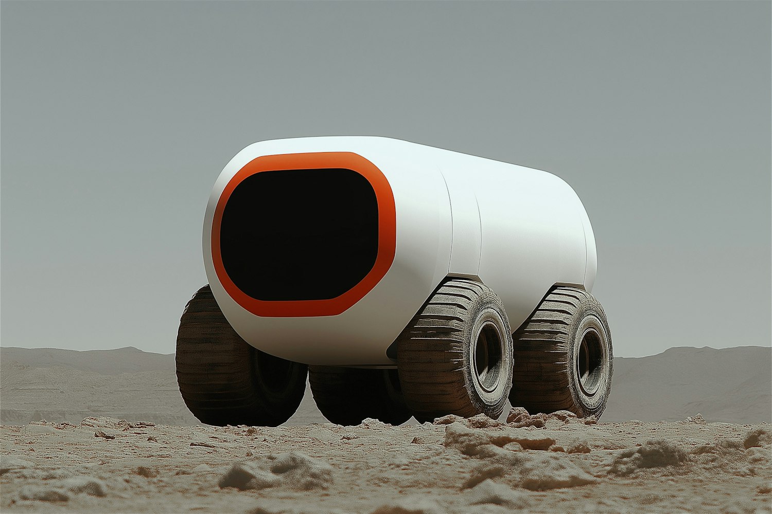 Futuristic Vehicle in Desert Landscape