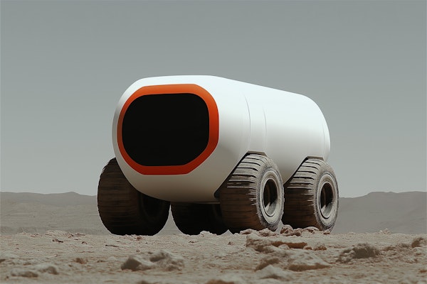 Futuristic Vehicle in Desert Landscape