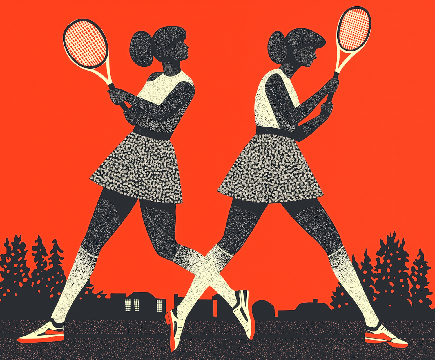 Stylized Tennis Match Illustration