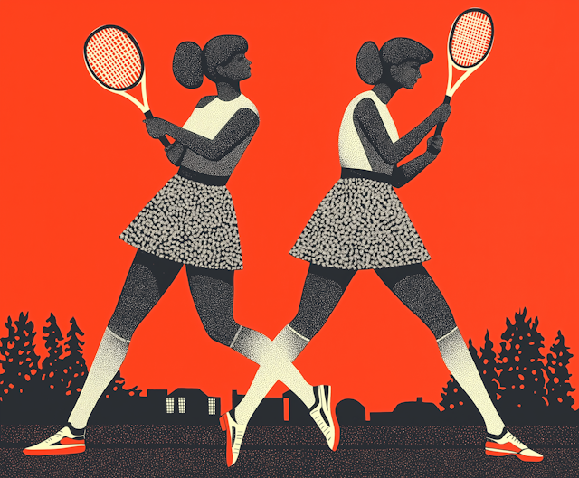 Stylized Tennis Match Illustration