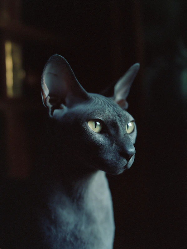 Grey Sphynx Cat Portrait