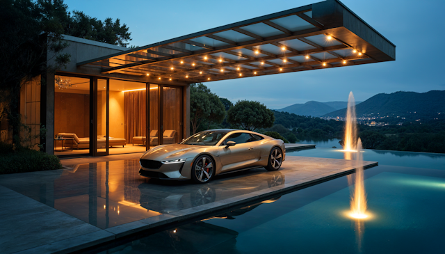 Modern Luxury Car and House