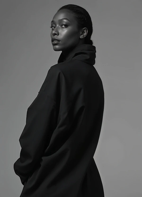 Elegant Black-and-White Portrait