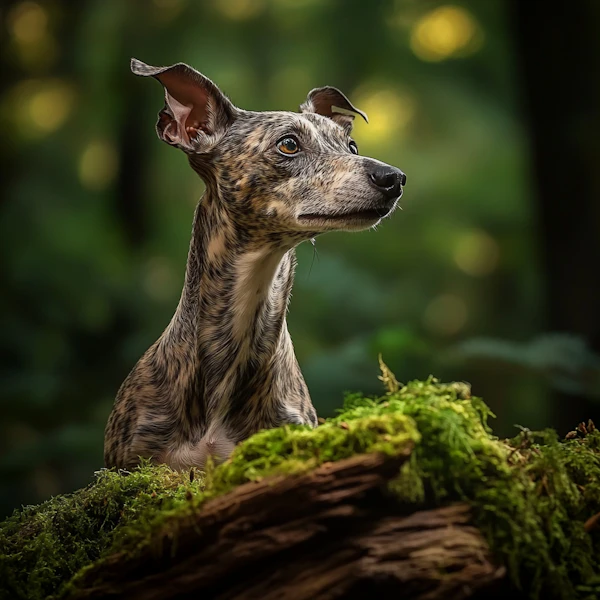 Brindle Dog in Forest