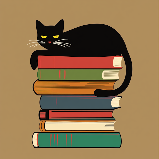 Cat on Books