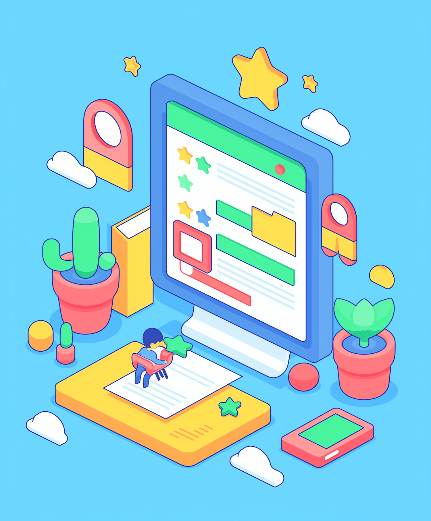 Colorful Digital Workspace Illustration