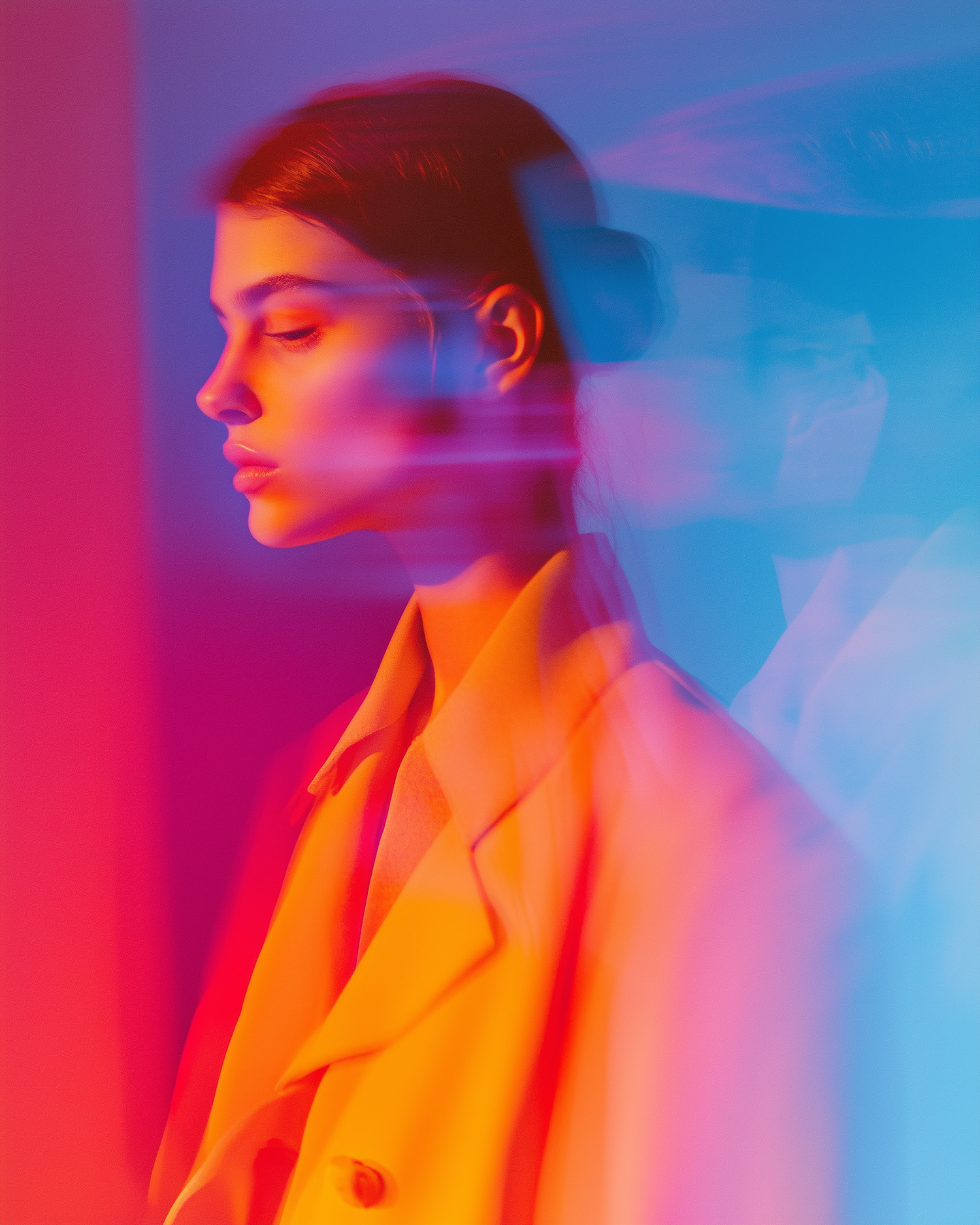 Serene Woman in Vibrant Yellow Coat