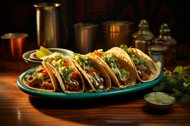 Rustic Carne Asada Tacos on Turquoise Plate