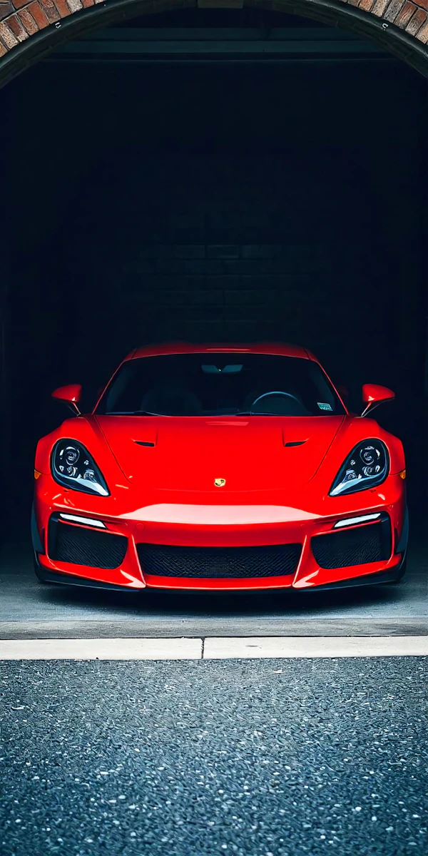 Red Sports Car in Garage